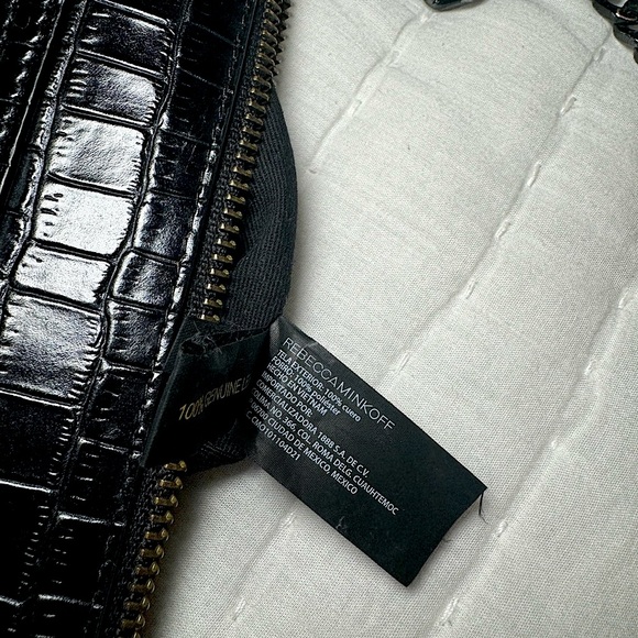 NEW‼️ REBECCA MINKOFF - Mini M.A.C Black Embossed Leather Crossbody Bag - Picture 12 of 17